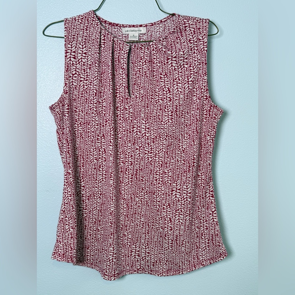 Liz Claiborne Sleeveless Printed Camisole in Burgundy and White